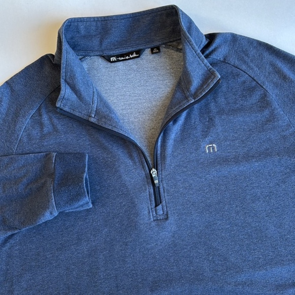 Travis Mathew Blue Upgraded 1/4 Zip Golf Pullover Pockets‎ Mens Size XXL